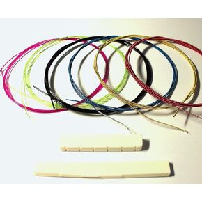 Generic Multi Colored Nylon Classical Guitar Strings Set Normal Color on Copper Wound Plus Bone 1 Nut & 1 Saddle