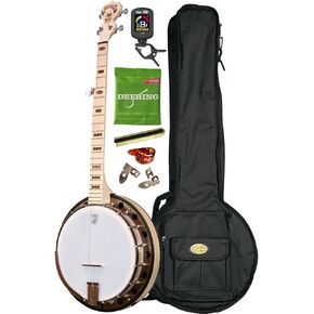 Deering Goodtime 2 DECO Series 5-String Maple Resonator Bluegrass Banjo 1920's Art Deco Inlay with Instrument Alley Bag, Tuner, Strings, Mute, Picks, Strap Bundle - Made in the USA