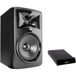 JBL 308P MkII Powered 8" Two-Way Studio Monitor with Isolation Pad for Studio Monitor (Medium, Single) Bundle