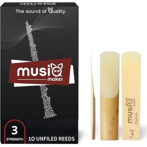 Bb Clarinet Reeds, Clarion Series, Strength 3, 10-Pack with Box Packaging – Designed with a Refined Reed Tip and Precision Cutting Process, For Both Beginners and Advanced Players
