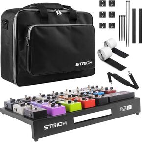 STRICH Guitar Pedal Board Extra Large Size, Aircraft Grade Aluminum 3.1lb Lightweight Pedalboard 18'' x 17.7'' Effect Pedals board with Carry Bag, MAX 18 (Angled)