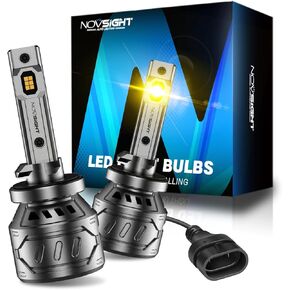 NOVSIGHT H10 LED Fog Light Bulbs, 6500K White, 60W 13000LM Bright 9145 9140 9045 9040 LED Fog Lights, Plug and Play Fast Cooling Fog Light Bulbs Replacement, IP68 Waterproof, Pack of 2