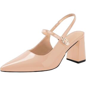 حذاء نسائي من Heelchic بكعب مكتنز وكعب مكتنز ومقدمة مدببة وكعب منخفض مريح وسهل الارتداء صنادل لحفلات الزفاف وحفلات الزفاف وأحذية العمل in Saudi Arabia