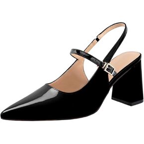 heelchic Women's Pumps Slingback Chunky Heels Closed Pointed Toe Comfortable Low Block Heel Slip-on Sandals Wedding Party Dress Shoes Work Pumps