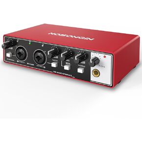HOSONGIN USB Audio Interface for PC and Mac Recording Music, Audio Interface for Mainstream Media Applications，Red