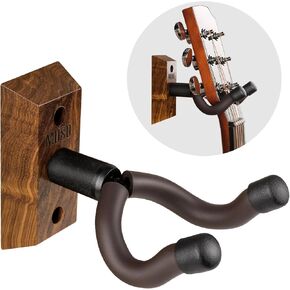 MUSO Guitar Wall Mount Hanger, Nature Wood Hanger, Strurdy Guitar Holder Hook, Fits Acoustic, Classic Guitar, Electric Bass, Cello, Violin, Banjo, Mandolin, Africa Zebra Hardwood Made (zebra-3pack)