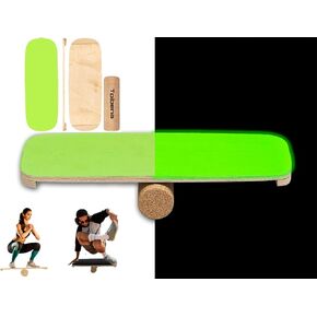 Balance Board trainer for Adults Kids，hockey snowboard wobble giboard，450Lbs remarkable core trainer made of wood/Less Plastic，Leg core strength standing desk balance board