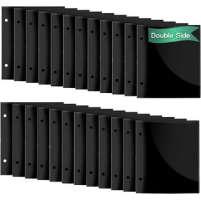 Flip Folder Pages-24PCS Double Side Flip Folio- 7.5 x 6.5'' PVC Waterproof Music Files Holder Flip Folder with 2 Holes for Holding Sheet Music and Storing Music Files
