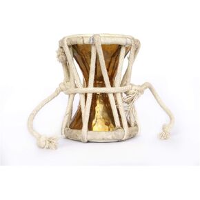 De Kulture Handheld Brass Damroo (Mini) Traditional Indian Folk Musical Percussion Instruments, Handmade Drum Damru , 3x4 (DH) Inches