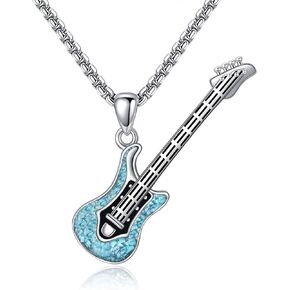 Music Necklace Sterling Silver Turquoise Music Pendant Necklace Music Lovers Jewelry Gifts for Women Girls