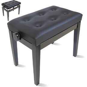 Piano Bench Adjustable, Black Walnut Wood Piano Stool Padded Piano Seat Cushion,Piano Stool,Music Bench