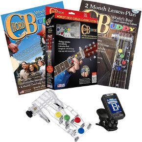 CLASSICAL Guitar Chord Buddy Learning System Teaching Aid with True Tune Clip-on Chromatic Tuner for Nylon-String, Wide-Neck Classic Guitars ChordBuddy Combo