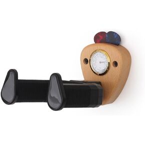 Premium Wooden Guitar Wall Mount with Hygrometer - Securely Hang and Display Your Guitar, Bass, or Ukulele - Rotatable and Non-slip - Perfect for Living Room, Bedroom, Music Studio, and More (1 pack)