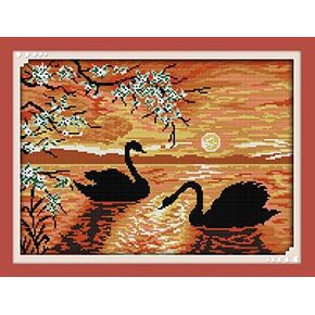 Funcrostitch Cross Stitch Stamped Kits Pre-Printed Embroidery Patterns for Beginners Kids Adults, DIY Embroidery Crafts Needlepoint Needlework Kits-Singing Blue Bird 36cm×43cm