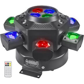 Moving Head DJ Lights, Olaalite 150W LED Stage Light 4-in-1 RGBW with 6 Arms Beam, Bee-Eyes Effect, Red Green Starry, White & Amber Strobe, Perfect DJ Stage Lighting for Party Disco Club Wedding Bar
