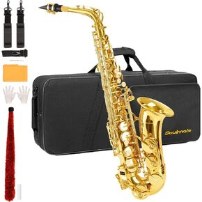 Soulmate Alto Saxophone E Flat Beginner Saxophones with Case, Mouthpiece, Reeds & Cloths,Mouthpiece,Straps-Gold Color in Kuwait