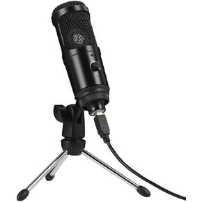 Yinmei USB Microphone,Metal Multipurpose Condenser Microphones for Laptop Computer PC Desktop Gaming Mic with Tripod Stand for Streaming Black