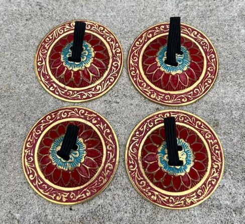 2 Pairs Pro Brass Fingers Cymbal Zills Belly Dancing Free Silk Pouch (Red) in Kuwait