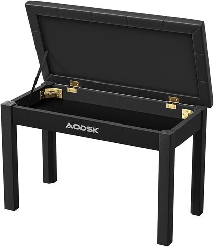 AODSK Piano Bench with Padded Cushion and Storage Compartment for Music Books,Solid Wood Keyboard Bench Duet Piano Bench,Black Piano Stool,29.13''x12.99''x18.11Inches in Saudi Arabia
