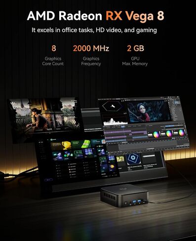 KAMRUI AM02 Pro كمبيوتر صغير مع AMD Ryzen 5800U، 8C/16T كمبيوتر صغير للألعاب مع ذاكرة وصول عشوائي 16 جيجابايت و512 جيجابايت M.2 NVMe SSD، كمبيوتر مكتبي صغير مزود بواي فاي 6/BT5.2/DP/2 HDMI/USB-C للأعمال والمكتب خادم المنزل in Saudi Arabia