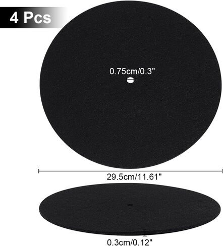 NBEADS 4 Pcs Turntable Platter Mat, 12 Inch Felt Record Player 3mm Mat Turntable Slipmat Mat Vinyl Record Player Mat for Home Record Players, Black in Saudi Arabia