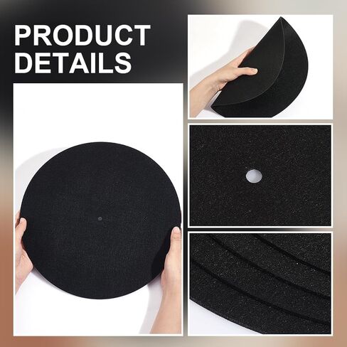 NBEADS 4 Pcs Turntable Platter Mat, 12 Inch Felt Record Player 3mm Mat Turntable Slipmat Mat Vinyl Record Player Mat for Home Record Players, Black in Saudi Arabia