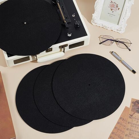 NBEADS 4 Pcs Turntable Platter Mat, 12 Inch Felt Record Player 3mm Mat Turntable Slipmat Mat Vinyl Record Player Mat for Home Record Players, Black in Saudi Arabia