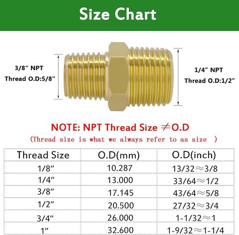 4pcs Brass Pipe Fitting, Reducer Adapter, Hex Nipple, 3/4-Inch Male Pipe x 1/2-Inch Male Pipe in Kuwait
