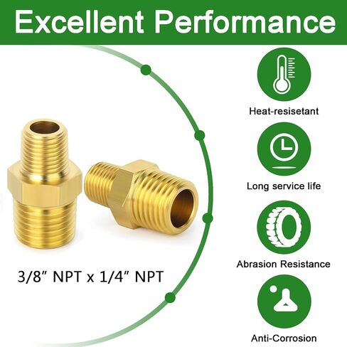 4pcs Brass Pipe Fitting, Reducer Adapter, Hex Nipple, 3/4-Inch Male Pipe x 1/2-Inch Male Pipe in Kuwait