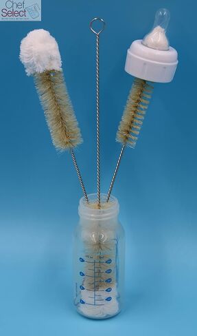 Bottle Cleaning Brushes, Set of 3 (1/2", 3/4", 1"), Soft Microfiber Fabric Tip | Champagne Flutes, Baby Bottles, Fine China, Pipes in Saudi Arabia