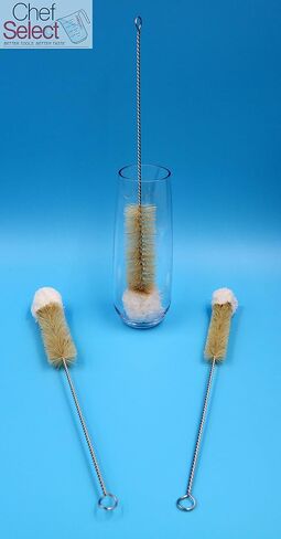 Bottle Cleaning Brushes, Set of 3 (1/2", 3/4", 1"), Soft Microfiber Fabric Tip | Champagne Flutes, Baby Bottles, Fine China, Pipes in Saudi Arabia