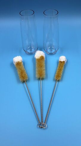 Bottle Cleaning Brushes, Set of 3 (1/2", 3/4", 1"), Soft Microfiber Fabric Tip | Champagne Flutes, Baby Bottles, Fine China, Pipes in Saudi Arabia