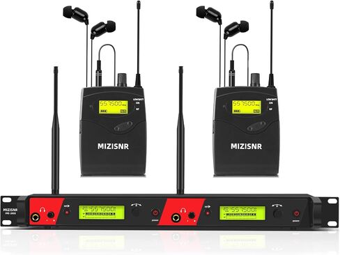 Wireless in Ear Monitor System, 2 Channel 4 Bodypacks Pro Mono IEM System for Musicians, Metal Rack Mount Monitor w/ 2x40 UHF Frequencies, 330ft Range for Band, Stage or Studio (IME-4000) in Kuwait