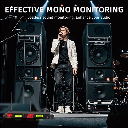 Wireless in Ear Monitor System, 2 Channel 4 Bodypacks Pro Mono IEM System for Musicians, Metal Rack Mount Monitor w/ 2x40 UHF Frequencies, 330ft Range for Band, Stage or Studio (IME-4000) in Kuwait