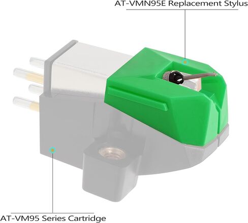 استبدال قلم القرص الدوار الماسي AT-VMN95E، إبر مشغل التسجيل المتوافقة مع مشغلات الأقراص الدوارة المصنوعة من الفينيل AT-LP120X من Audio-Technica/خراطيش الأقراص الدوارة من سلسلة VM95 - أخضر in Kuwait