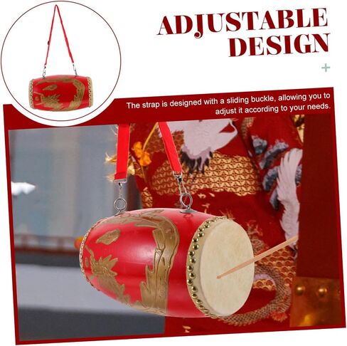 1Pc Leather waist drum traditional waist drum student waist drum traditional Chinese waist drum adult waist drum percussion instrument China dragon pattern Leather material child in Saudi Arabia
