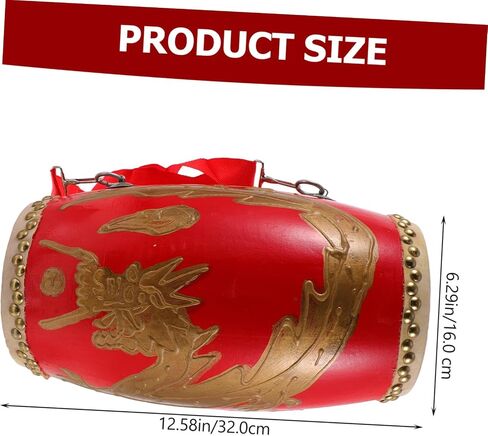 1Pc Leather waist drum traditional waist drum student waist drum traditional Chinese waist drum adult waist drum percussion instrument China dragon pattern Leather material child in Saudi Arabia