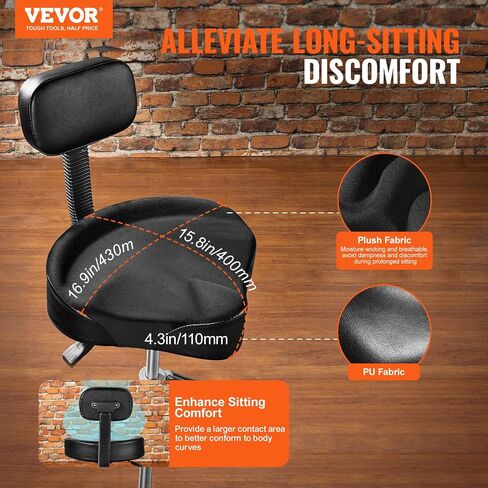 VEVOR Drum Throne مع مسند الظهر، 19.3-25.2 بوصة/490-640 مم ارتفاع قابل للتعديل، مقعد طبل مبطن بسرج هيدروليكي مع أعواد طبل مضادة للانزلاق 227 كجم/500 رطل أقصى سعة، دوران 360 درجة للطبول in Saudi Arabia