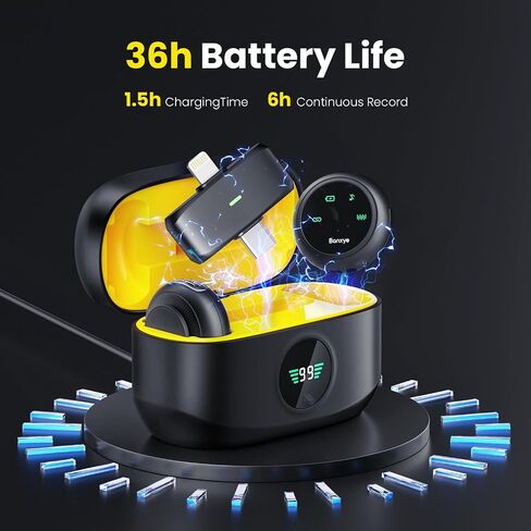Wireless Lavalier Microphone for iPhone Android, 2in1 Magnetic & Clamp Lapel, Banxye Ultra-light 1 Click Noise Cancelling, Studio Grade Sound, Lapel Mic for Video Recording, Streaming, Youtube, Tiktok in Saudi Arabia