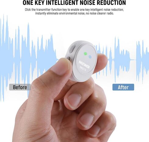NEEWER Wireless Button Lavalier Microphone System Compatible with iPhone 16 15 Pro Max Plus Android Phone PC Laptop, Noise Cancelling, Mini Clip on Lapel Lav Mic Kit for Interview Streaming Vlog, KM22 in Saudi Arabia