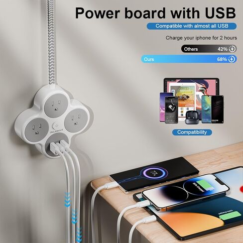 موسع المخرج، مقسم مخرج الحائط مع منفذ من النوع C، منفذين USB، منفذين، مقابس حائط لمنافذ تمديد التوصيل لسفينة الرحلات البحرية في المنزل والمكتب in Saudi Arabia