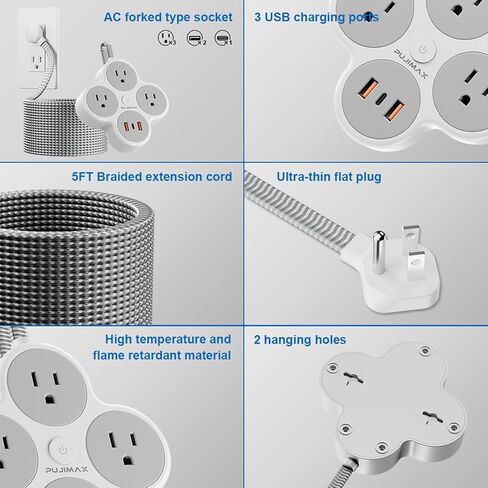 موسع المخرج، مقسم مخرج الحائط مع منفذ من النوع C، منفذين USB، منفذين، مقابس حائط لمنافذ تمديد التوصيل لسفينة الرحلات البحرية في المنزل والمكتب in Saudi Arabia