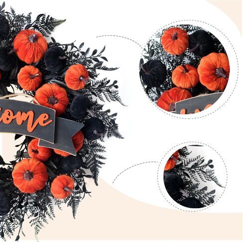 20 Inch Fall Harvest and Thanksgiving Day Front Door Flower Wheat Wreath for Home Decor, Autumn Orange Color Wild Flower Wreath with Lavender for Indoor and Outdoor in Saudi Arabia
