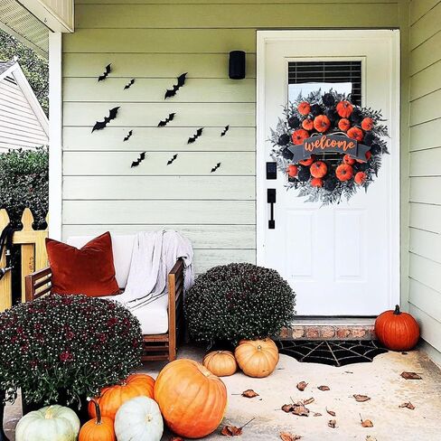 20 Inch Fall Harvest and Thanksgiving Day Front Door Flower Wheat Wreath for Home Decor, Autumn Orange Color Wild Flower Wreath with Lavender for Indoor and Outdoor in Saudi Arabia