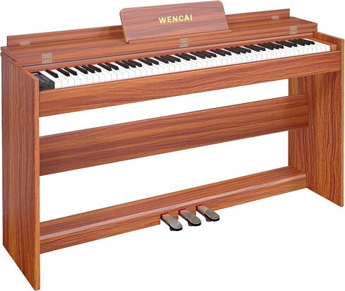 88 Key Fully Weighted Digital Piano Keyboard, 88 Keys Hammer Action Electric Pianos, Wooden Classic Upright Electronic Piano for Beginner, Professional, Midi Compatible, Triple Pedal (Brown) in Kuwait
