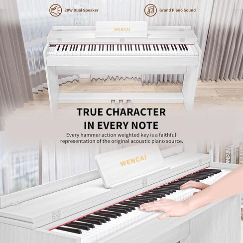 88 مفتاحًا للوحة مفاتيح البيانو الرقمية الموزونة بالكامل، 88 مفتاحًا للبيانو الكهربائي المطرقة، بيانو إلكتروني خشبي كلاسيكي مستقيم للمبتدئين، المحترفين، متوافق مع متوسط ​​الطول، دواسة ثلاثية (بني) in Kuwait