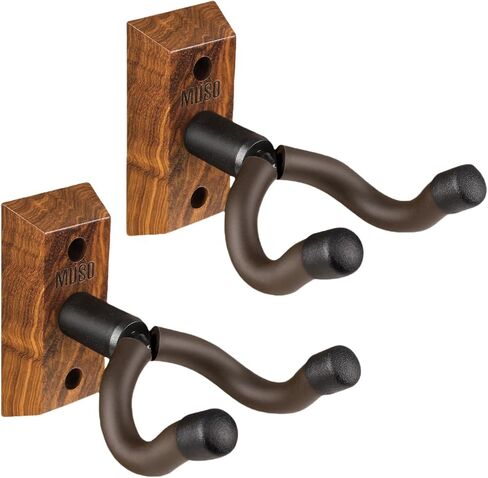 MUSO Guitar Wall Mount Hanger, Nature Wood Hanger, Strurdy Guitar Holder Hook, Fits Acoustic, Classic Guitar, Electric Bass, Cello, Violin, Banjo, Mandolin, Africa Zebra Hardwood Made (zebra-3pack) in Saudi Arabia