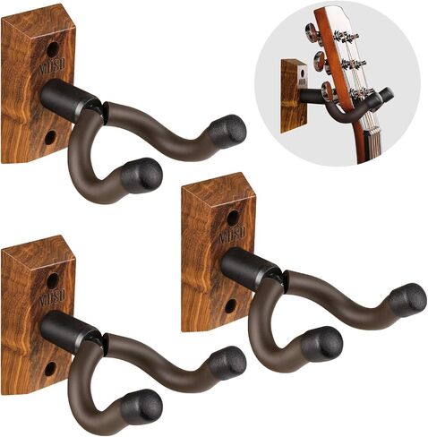MUSO Guitar Wall Mount Hanger, Nature Wood Hanger, Strurdy Guitar Holder Hook, Fits Acoustic, Classic Guitar, Electric Bass, Cello, Violin, Banjo, Mandolin, Africa Zebra Hardwood Made (zebra-3pack) in Saudi Arabia