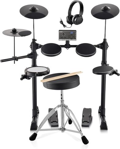 VEVOR Electric Drum Set, 32 Drum Kits & 480 Sounds Electronic Drum Kit, USB MIDI Supported 10 in Quiet Mesh Snare Electric Drum Set with 10 in Cymbals Drum Sticks & Pedals, for Beginners & Adults in Saudi Arabia