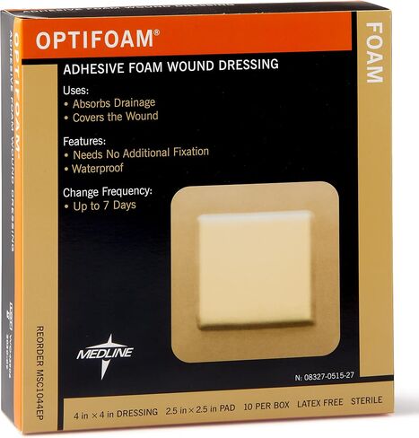 Medline Optifoam Adhesive Foam Wound Dressings, 6" x 6", Educational Packaging, Pack of 10 in Saudi Arabia